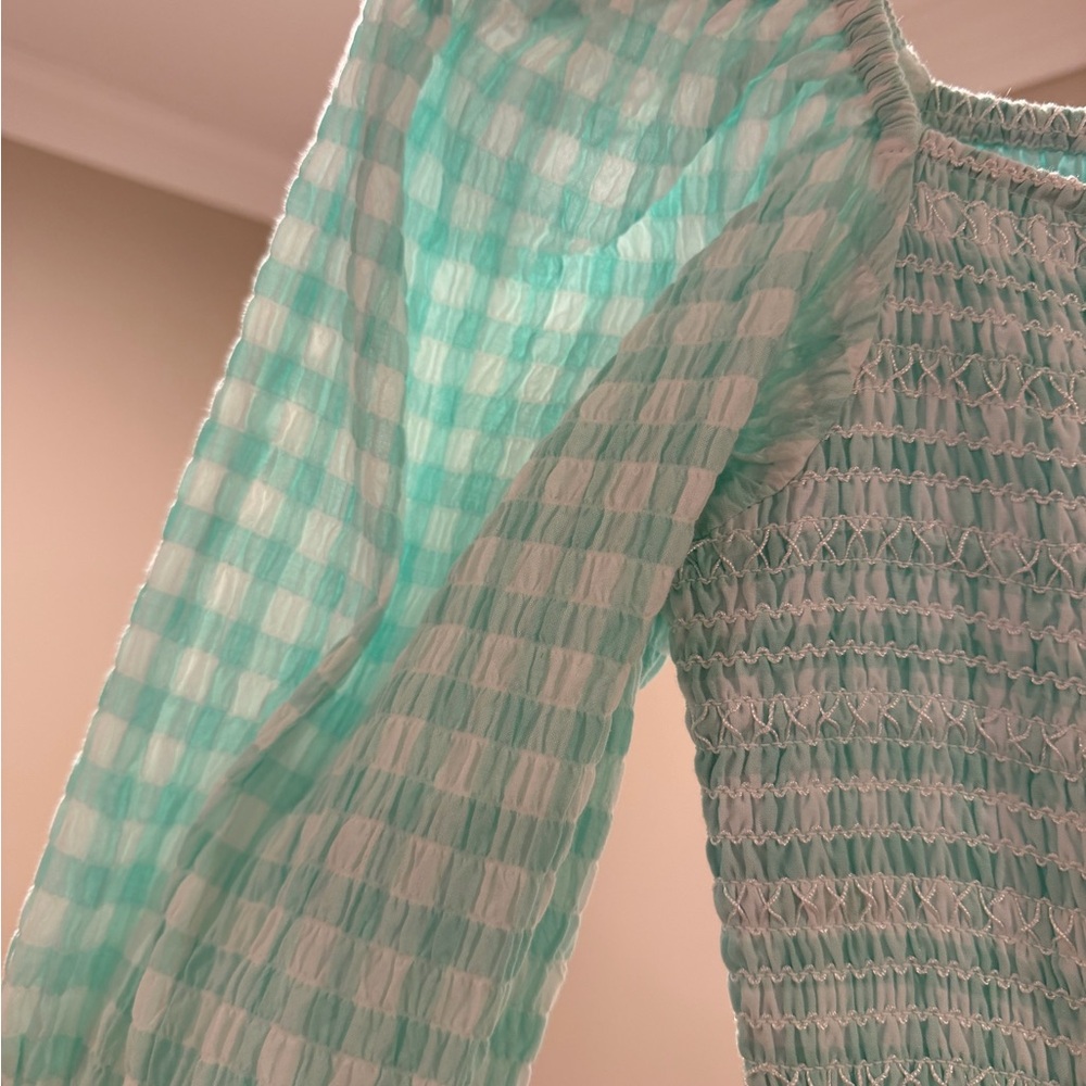 JessaKae Mint Gingham Puff-Sleeve Maxi Dress - Women - Picture 5 of 7